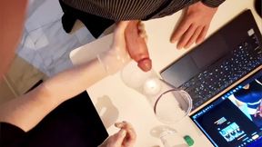 Sperm Bank Nurse Milking A Cock Professionally For A Donation, Latex Glove Handjob Cumshot