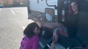 Came Across A Foot Worship - Whitney Morgan, Princess Sophia, And Autumn Bodell Outdoor Foot Slave Foot Play