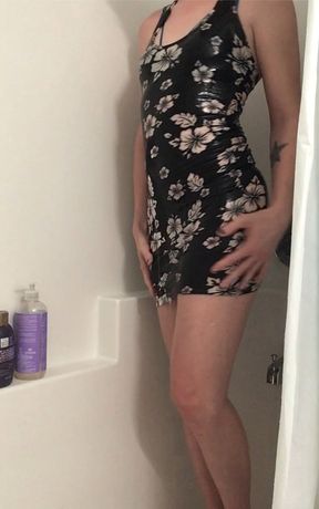 Grinding in the shower in a gorgeous dress