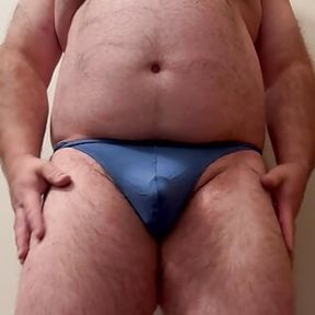 Anal Steve teasing with a blue g-string with lots of dirty talk on eating precum and cum and sucking your juicy cock