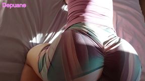 Hot Step Sis doggystyle rubbing turns into quick cum on big ass