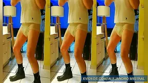 Tight Nylons Show Off Alejandros Throbbing Bulge – Steamy Gay Clip