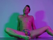 Male Pole Dancer playing with his cock and teasing it during a session