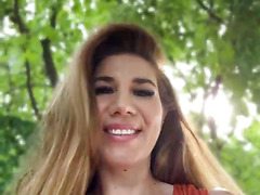 Busty Blonde MILF Flashes Tits and Squirts in Public Park