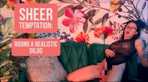 Sheer Temptation: Riding a Realistic Dildo in a Sheer Dress.