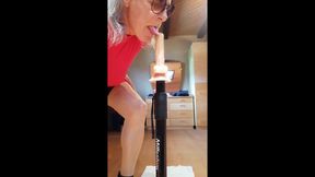Playing with the dildo