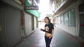 MILF in ultra low rise jeans outdoors...