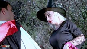halloween threesome in the woods with busty spanish milf gina snake