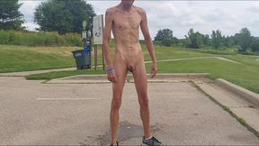 Naked and Pissing in Parking Lot