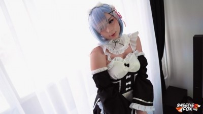 Sexy Maid Rem Sucks and Hard Fucks first Time with Subaru to Cum in Mouth