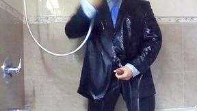 suited shower and cum