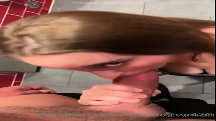 Laney Grey's Bathroom Blowjob Ends In A Facial