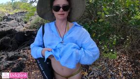 Dumb slut walking to her fate - Blowjob near beach