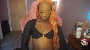 Black Trans Girl Vanniall Masturbating Her Big Cock on Webcam - Solo Gooner Cumshot