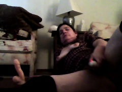 50 years old Gwen wanking with wand and dildo