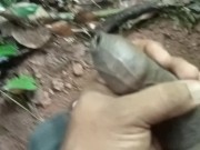 A quick discharge of cum in the jungle