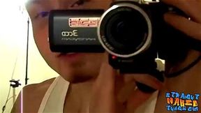 Nerdy straight guy and his friend masturbate together