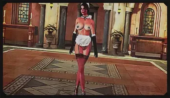 Seductive Lara Croft Maid Roleplay in Country Villa