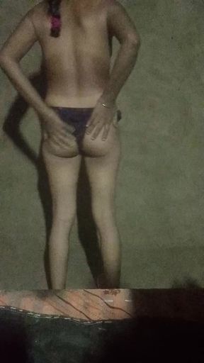 Beautiful sister-in-law has sex with finger at night