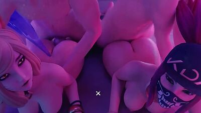 Hot babes having anal sex in a lewd 3d animation by The Count