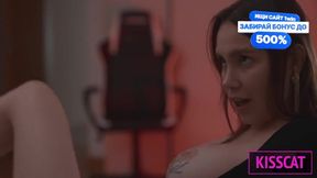 Stepmom Kisscat seduces stepson while stepdad's away & ends up getting naughty with him