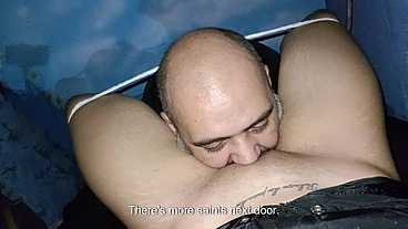 Couple peeing and having sex in public behind the church