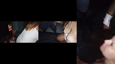 Ruiva casada começou uma brincadeira no seu apto e depois termina na balada ela chupando muita pica e levando rola na buceta