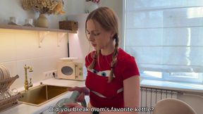 THE STEP-FATHER FUCKED HIS STEP-DAUGHTER FOR HER MISTAKE - SHE'LL HAVE TO WORK IT OFF WITH HER PUSSY