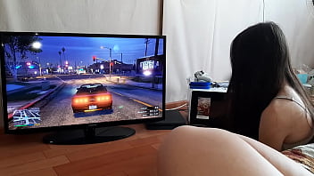 My Girlfriend Plays Racing and I Jerk Off - Lesbian Illusion Girls