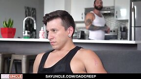 Stepson raw anal banged by buff gay papa