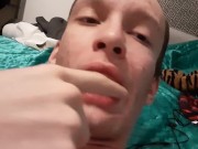 Giving myself a white christmas cum facial!