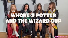Harry Potter cosplay reverse gangbang - Four girls one guy