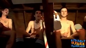 Straight Guys Masturbate Together in Attic for Hot Jerk Off Session