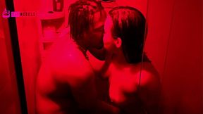 Big black cock pounds chubby Latina's behind in the shower