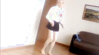 Solo crossdresser plays and dances on webcam
