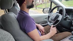Dad’s big cock wrecks car seat raw public handjob