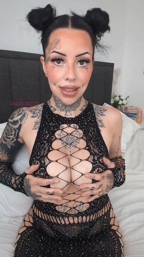 sexy alt amateur fucks pussy in lace dress