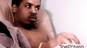 ”Black amateur dude shoots off heavy cum by stroking his big black dick”