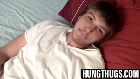 Plumber twink Noah Radford wanks hard prick