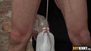 Tims scrotum is tight and his big cock is stroked endlessly