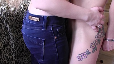 Lesbian girlfriend suprises her girlfriend with the strap on dildo