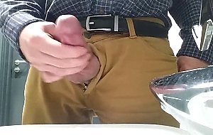 Little cock daddy wank at work with big cum spurt 2