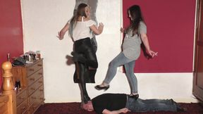 2 Girls Boots & Shoes Back & Head Trampling (4K)