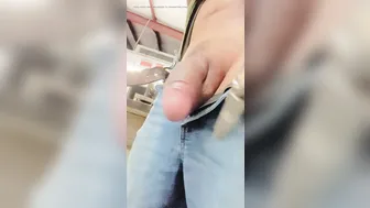 Big cock bear strokes his thick meat outdoors in the barn