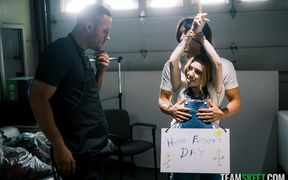 Your Tied up Stepdaughter Is Your Father's Day Gift, Share Her with Your Stepson