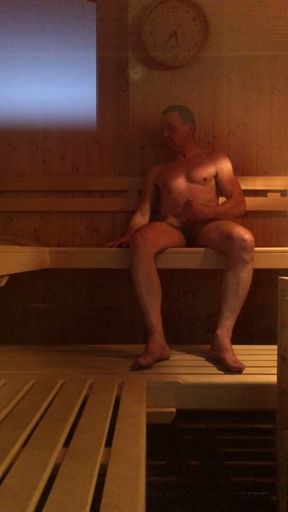 Randy Dude Caught Jerking in a Public Sauna