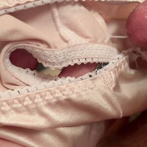 Jerking off in mater inlaws pink issy satin panties