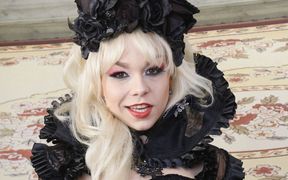 382 Rebeka Black Blonde Gothic Masturbation