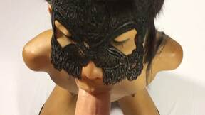 Horny masked Asian TS swallowed huge dick before bareback assfucking