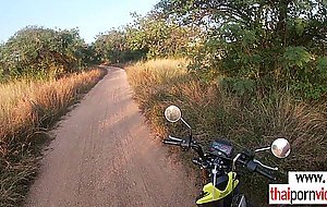 Hot asian european couple have a quick raw fuck outdoor